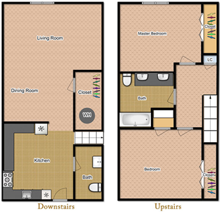 Rio-Grande - Two Bedroom Townhome / One and a half Bath - 1,016 Sq.Ft.*